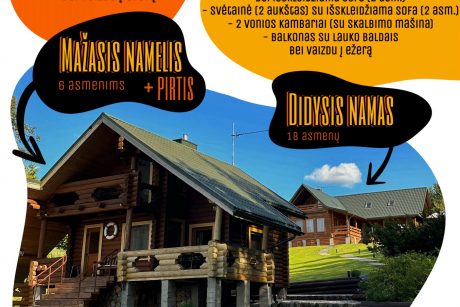 KAZLŲ SODYBA + kubilas + pirtis ant Kliepšių ežero kranto – poilsiui ir šventėms