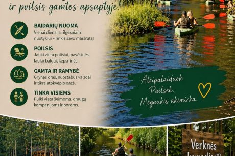 Baidarių nuoma Verknės upe, stovyklavietė "Verknės Kampelis"
