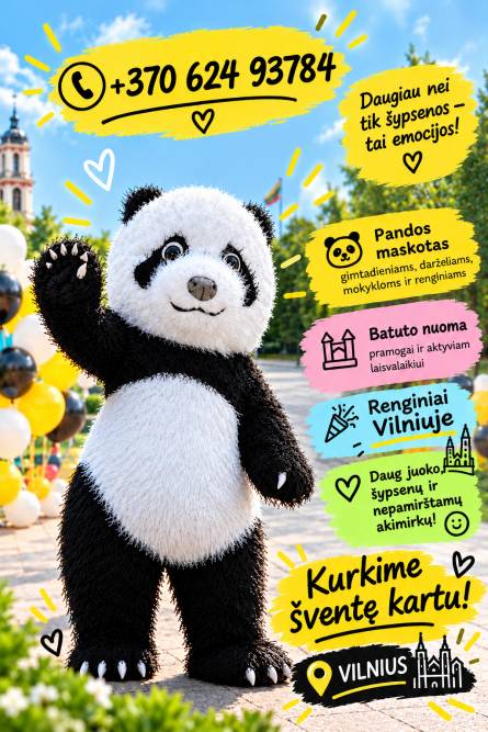 Šokanti nuotaikinga Panda, jūsų šventėje, mokykloje, darželyje.