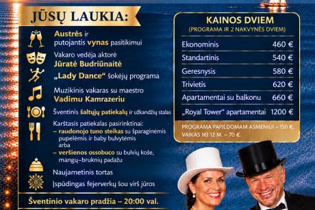 Naujieji metai viešbutyje Palangos žuvėdra, ant Baltijos jūros kranto!