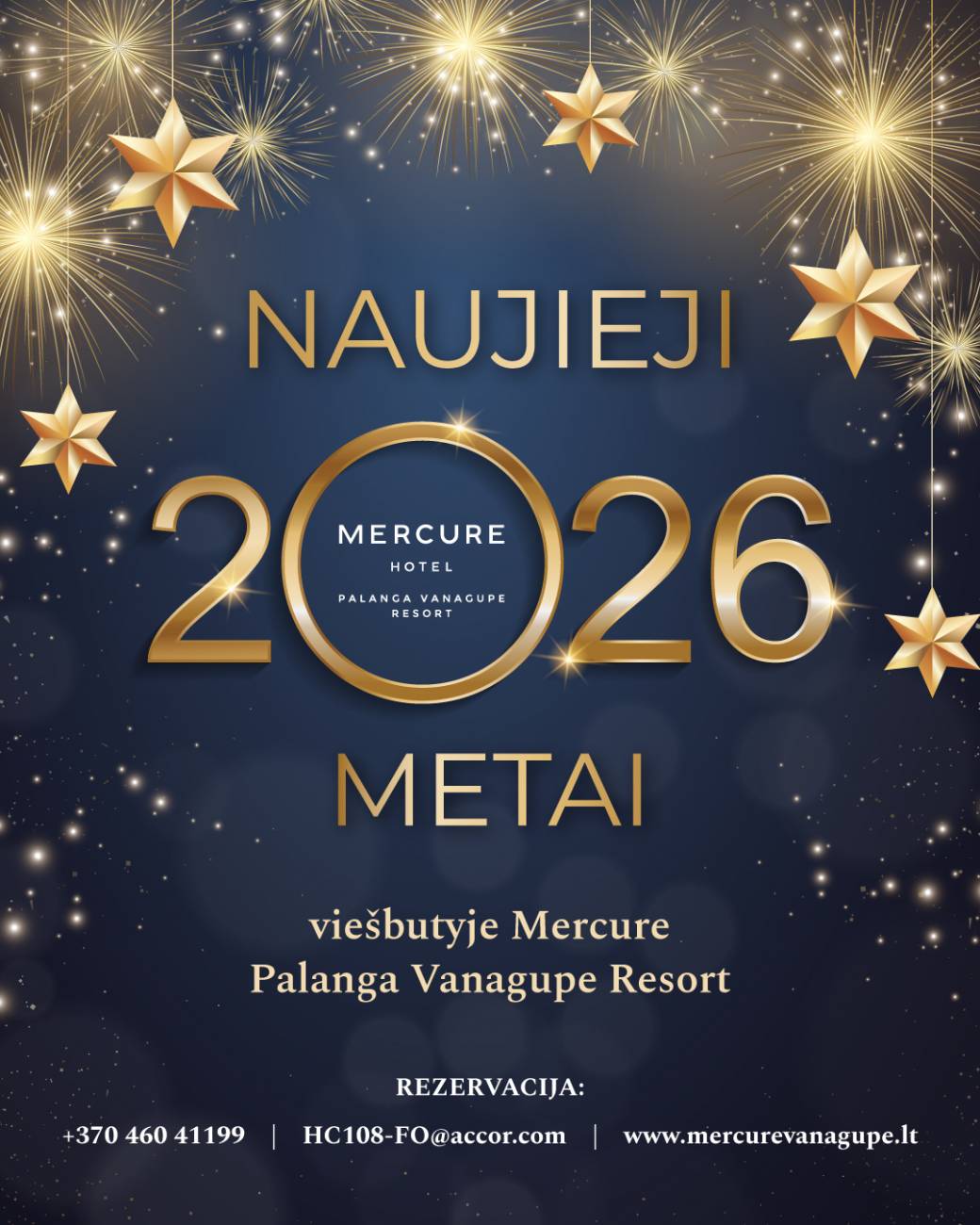 Naujųjų 2026 metų sutikimas Palangoje, viešbutyje „Mercure Palanga Vanagupė Resort“