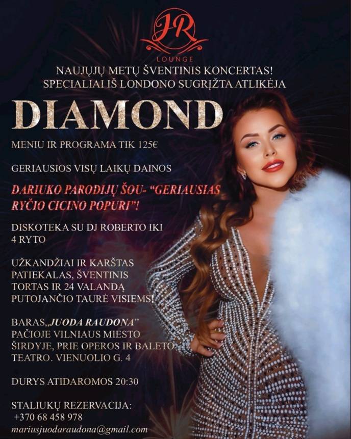 2026 naujųjų metų sutikimas Vilniuje su atlikėja DIAMOND!!!