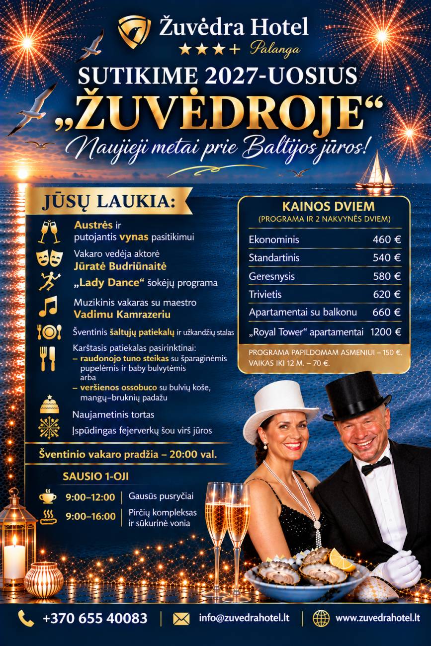 Naujieji metai viešbutyje “Palangos žuvėdra“, ant Baltijos jūros kranto!